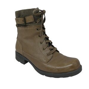 Earth Origin Randi Renee Brown Leather Fleece Lined Heeled Utility Boots